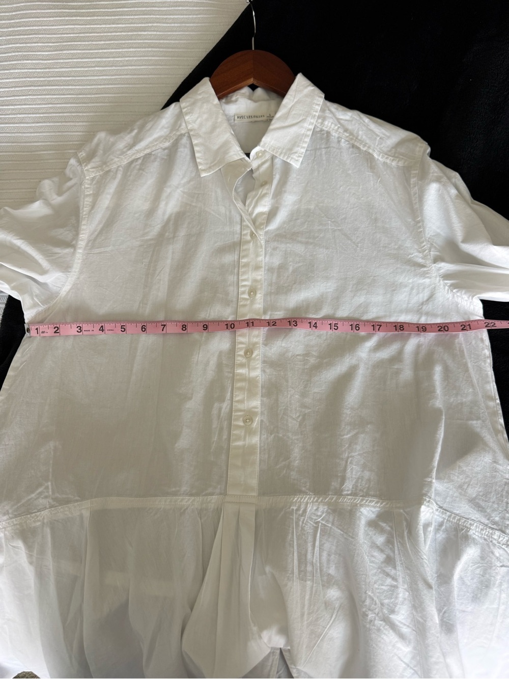 Avec Les Filles 100% Cotton White Button-Down Longline Peplum Shirt Size: L - Picture 8 of 13